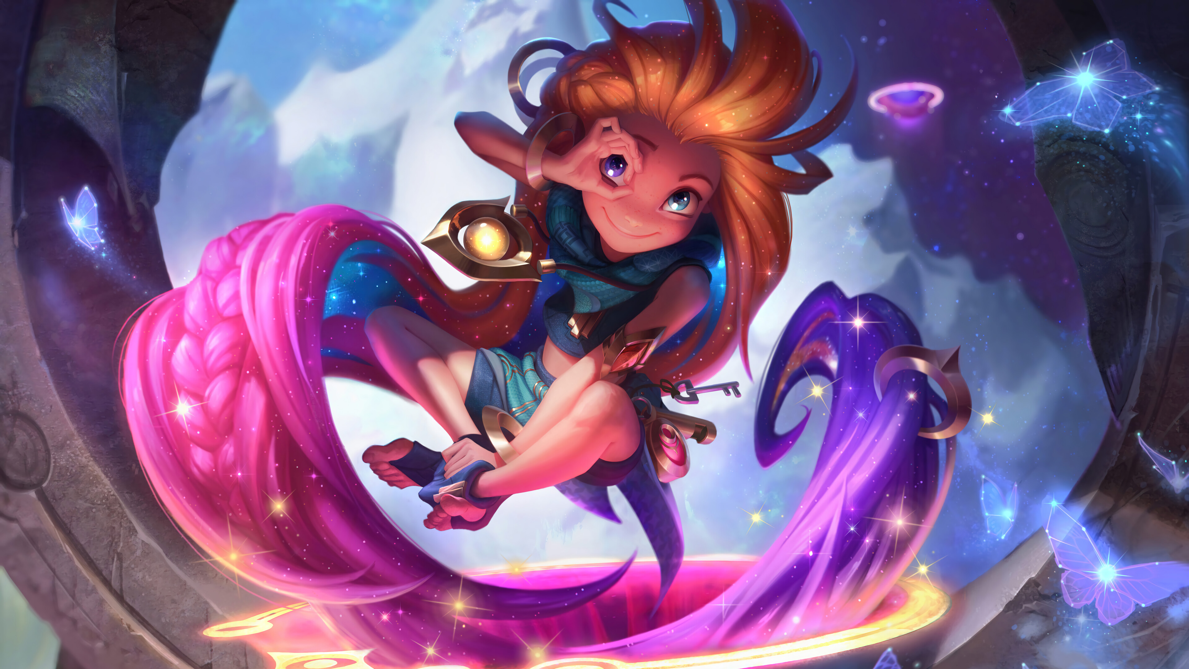 A mesmerizing 4K desktop wallpaper featuring Zoe splash art from the popular game League of Legends.