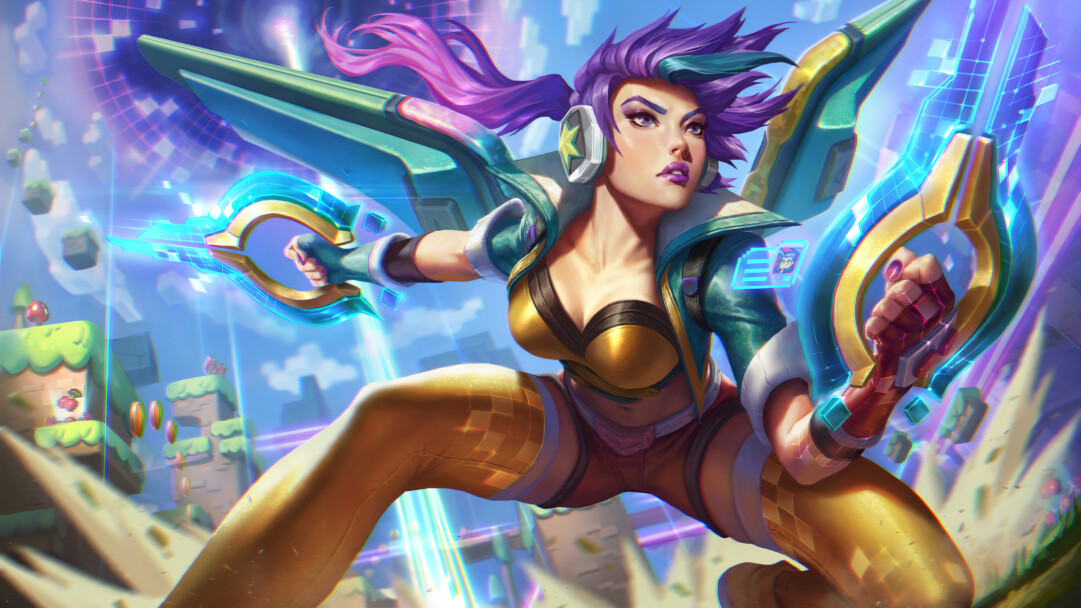 LoL 4K desktop wallpaper featuring the Arcade Kaisa skin in League of Legends Wild Rift.