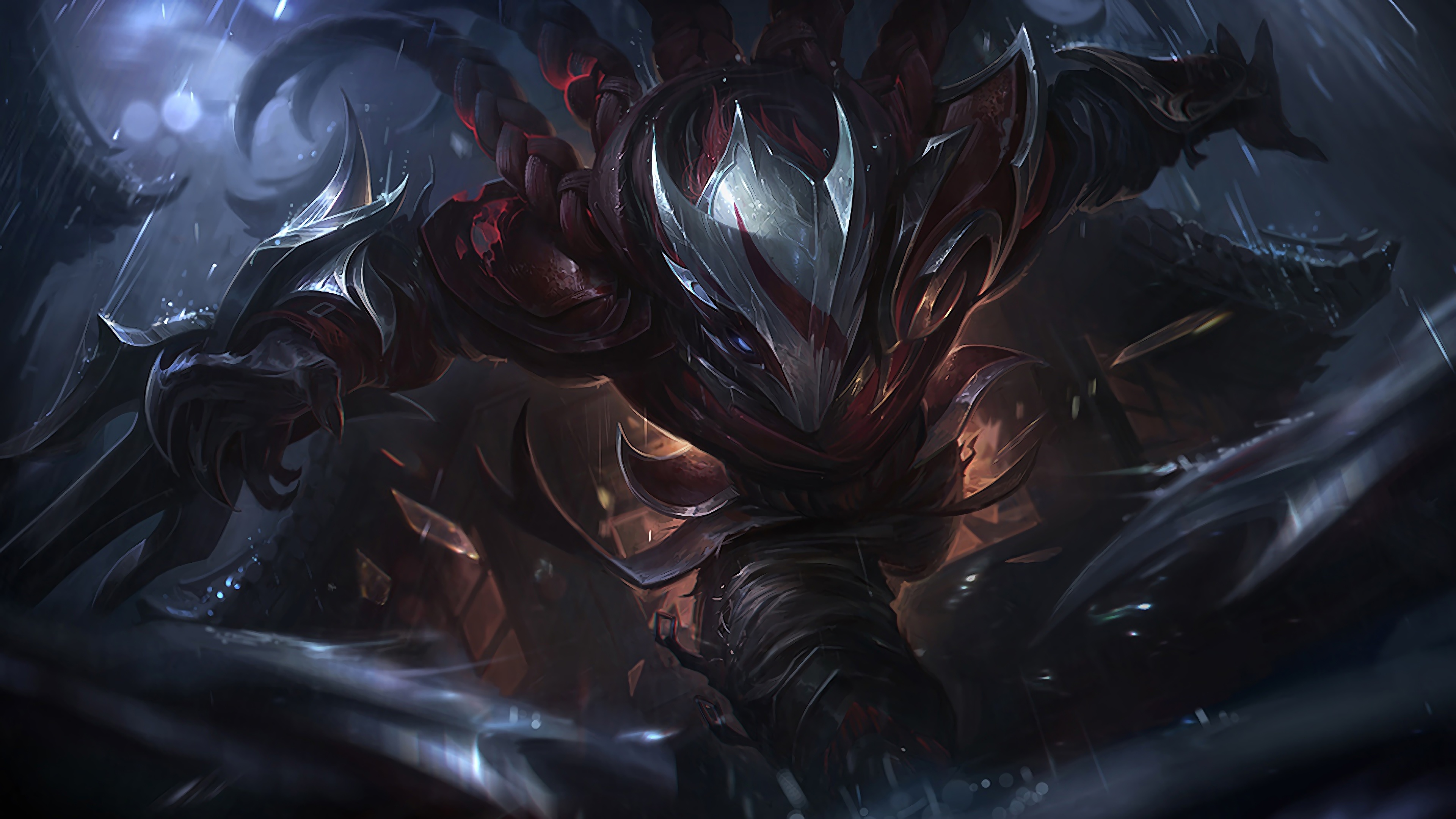 A striking 4K desktop wallpaper featuring the Blood Moon Talon skin from League of Legends.