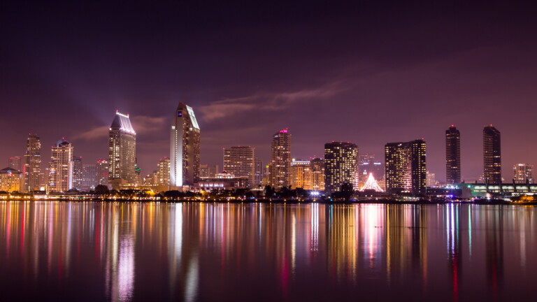 San Diego Skyline Cityscape at Night 4K Wallpaper