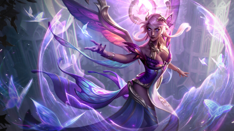 LoL 4K desktop wallpaper featuring the Faerie Queen Karma skin from League of Legends.