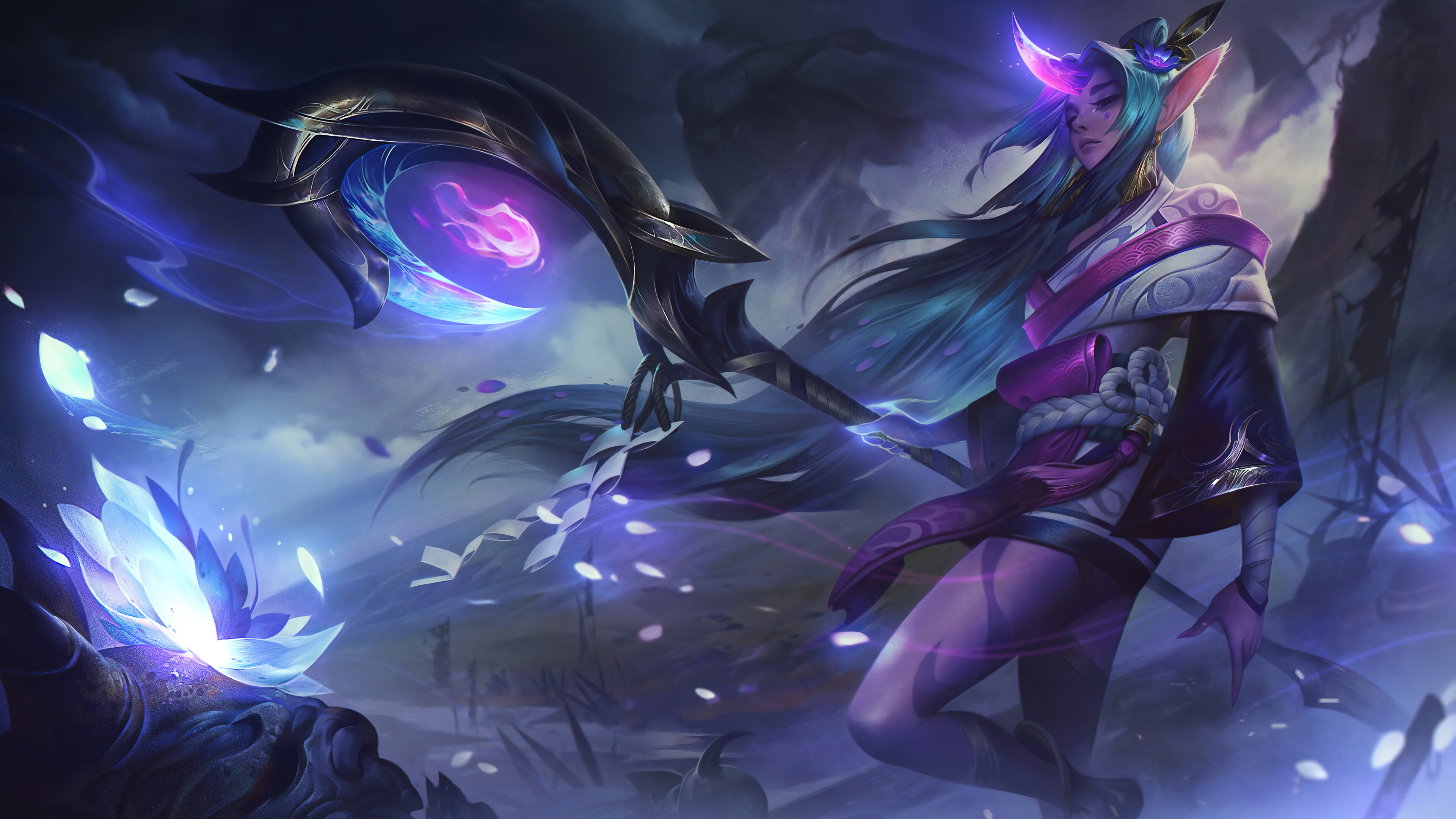 LoL 4K desktop wallpaper featuring the Spirit Blossom Soraka skin from League of Legends.