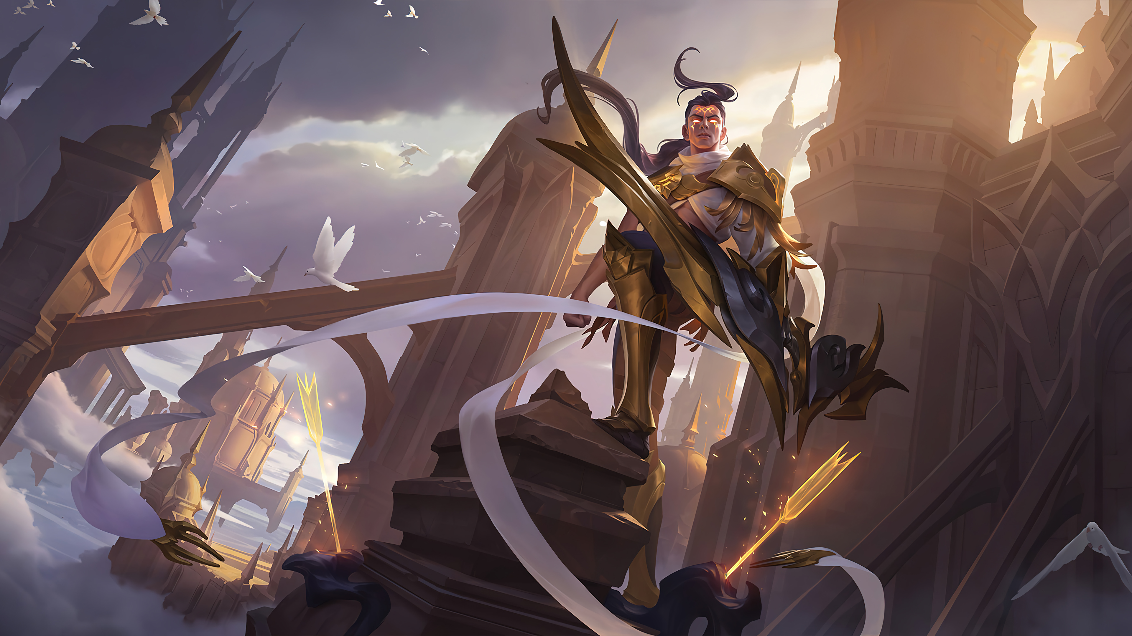 LoL 4K desktop wallpaper featuring Varus in his Arclight skin from League of Legends.