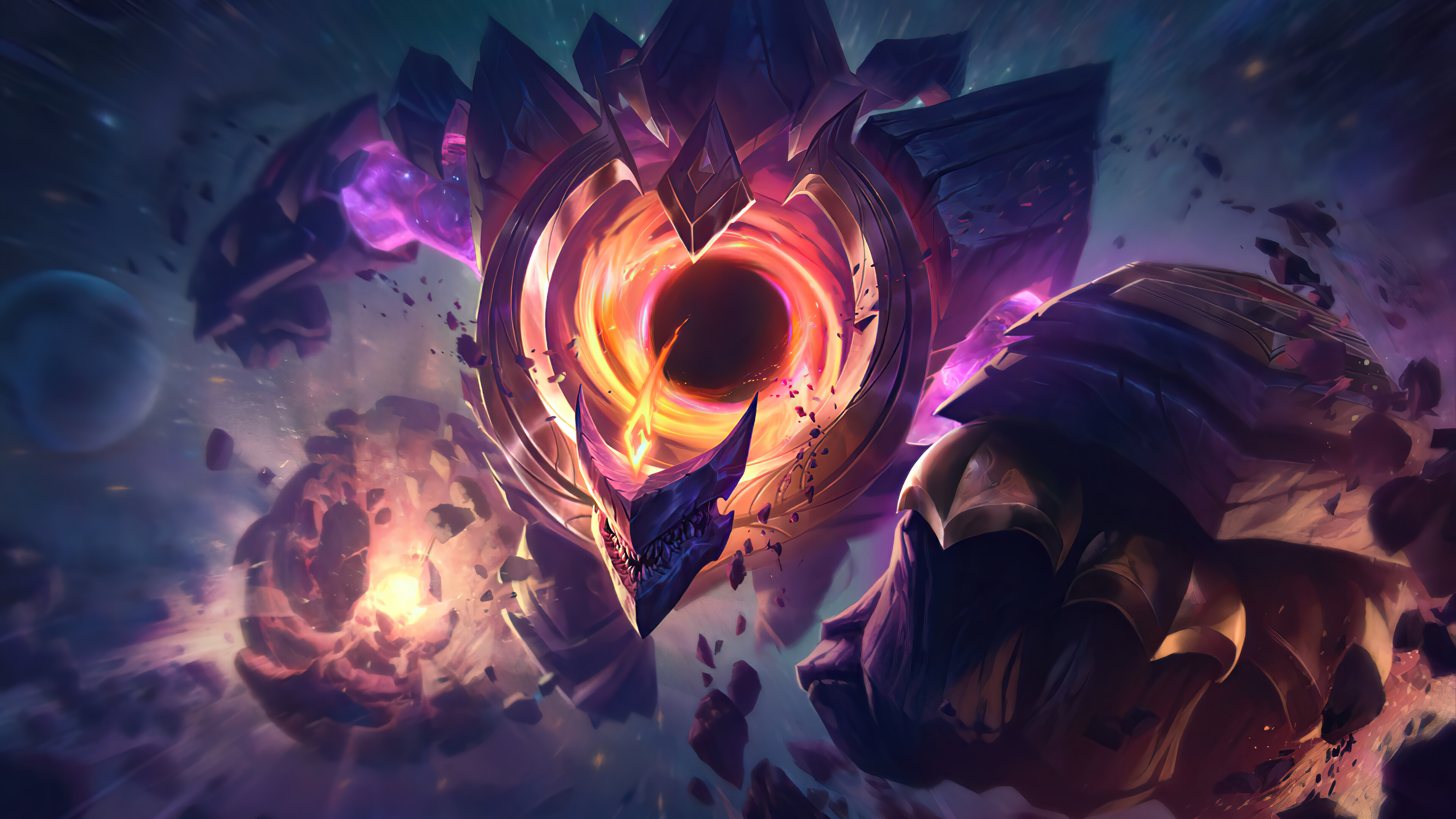 Get this stunning 4K wallpaper featuring the Dark Star Malphite skin from League of Legends.