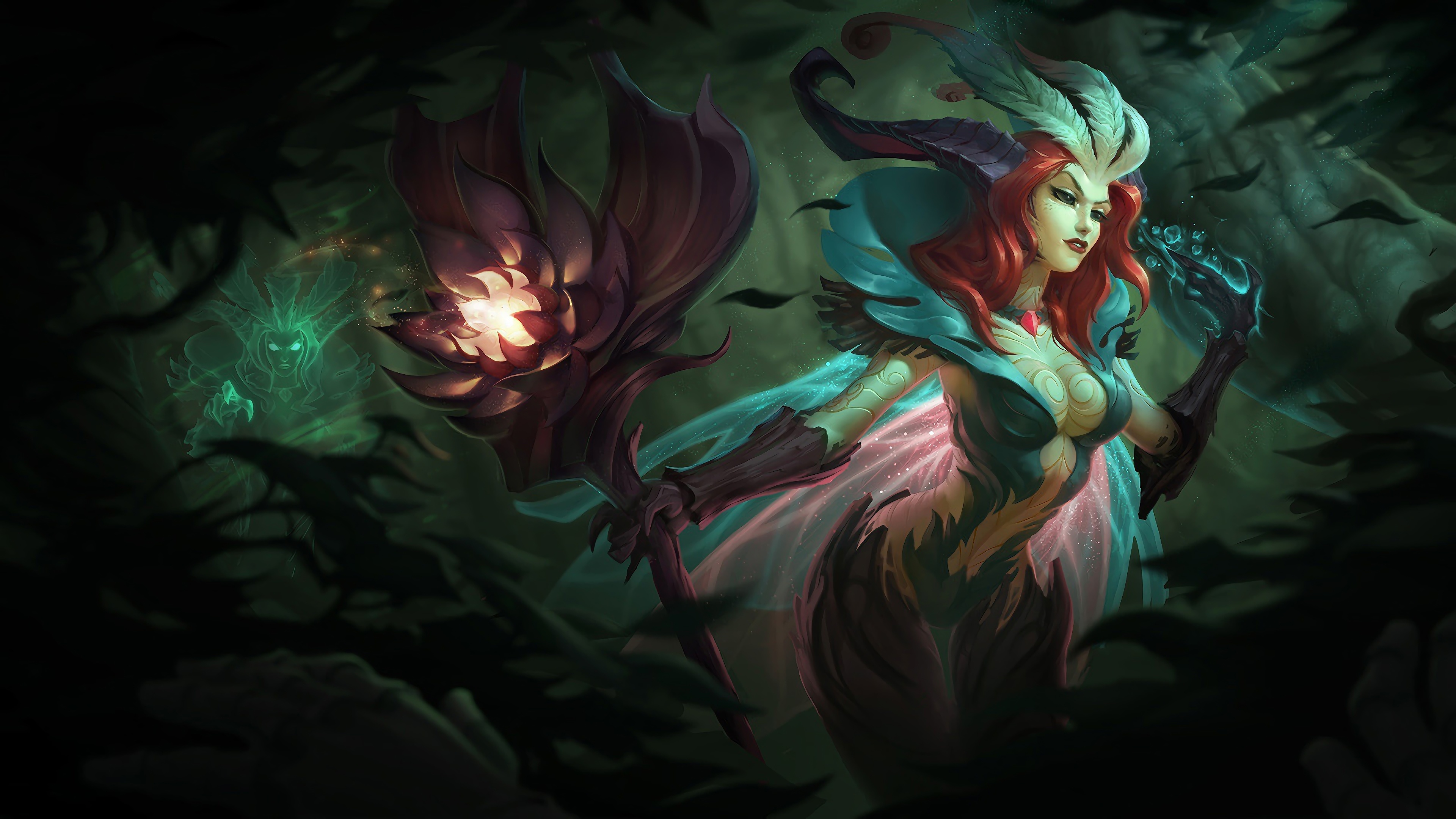 A beautiful 4K desktop wallpaper featuring LeBlanc in her Elderwood skin from League of Legends.