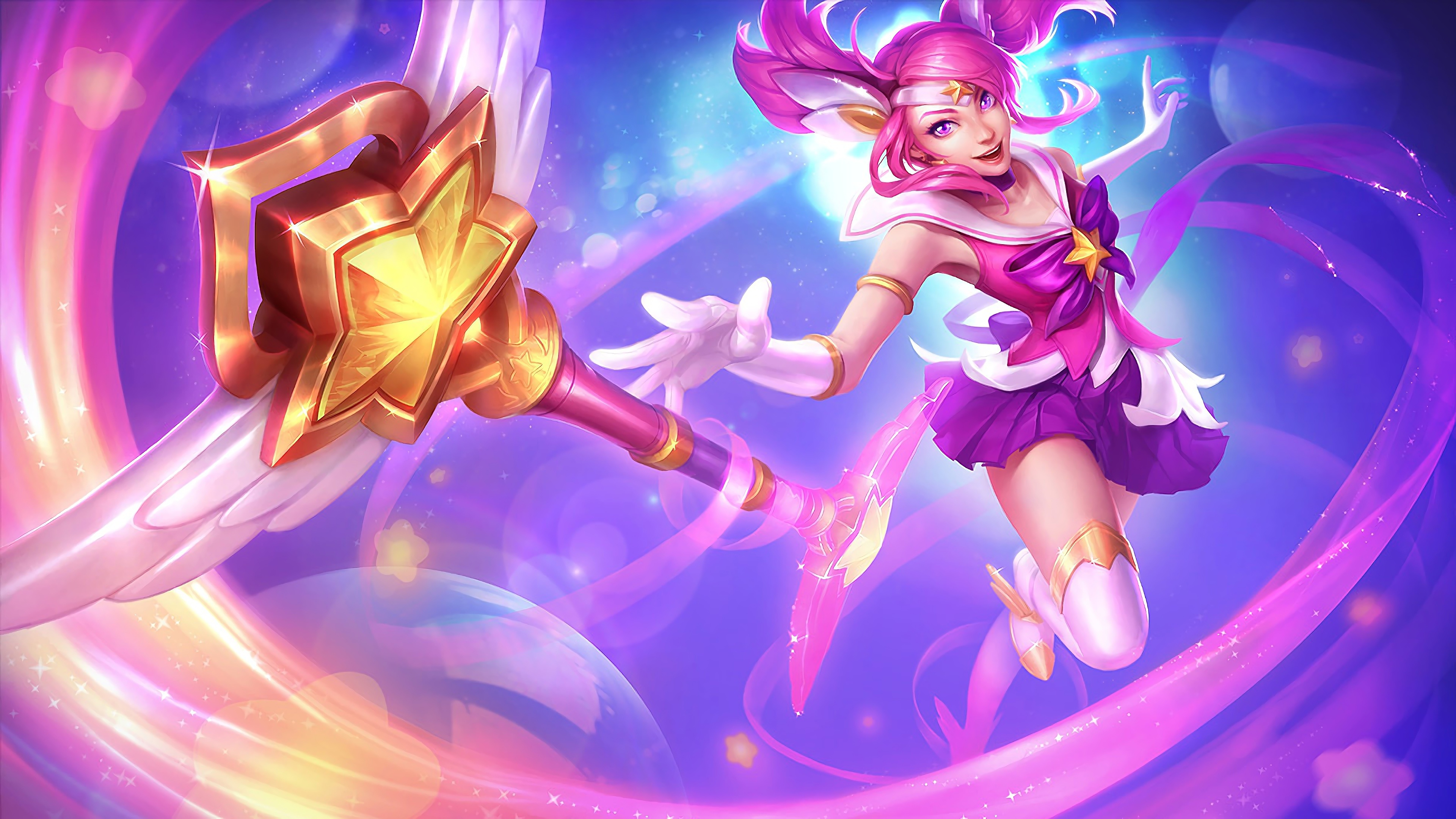 A beautiful 4K desktop wallpaper featuring the Lux Star Guardian skin from League of Legends.