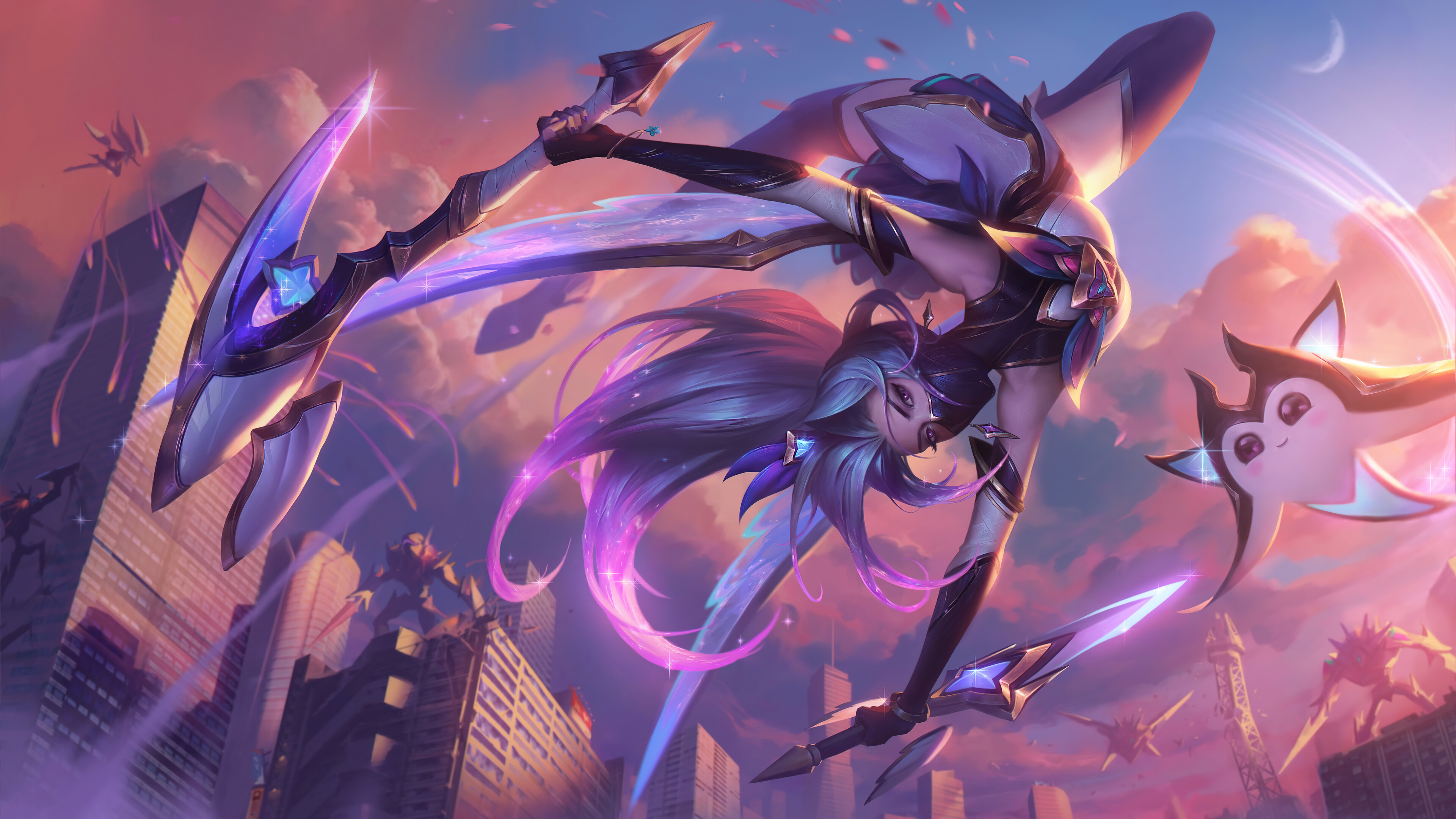 A stunning 4K desktop wallpaper featuring the Star Guardian Akali skin from League of Legends.