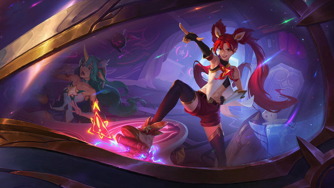 A stunning 4K desktop wallpaper featuring the Star Guardian Jinx skin from Legends of Runeterra.