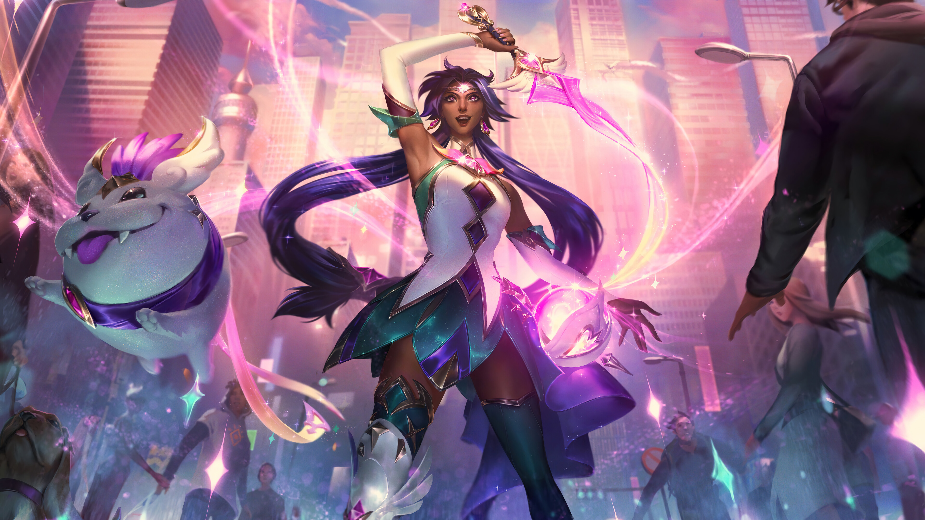 A stunning 4K desktop wallpaper featuring the Star Guardian Nidalee skin from League of Legends.