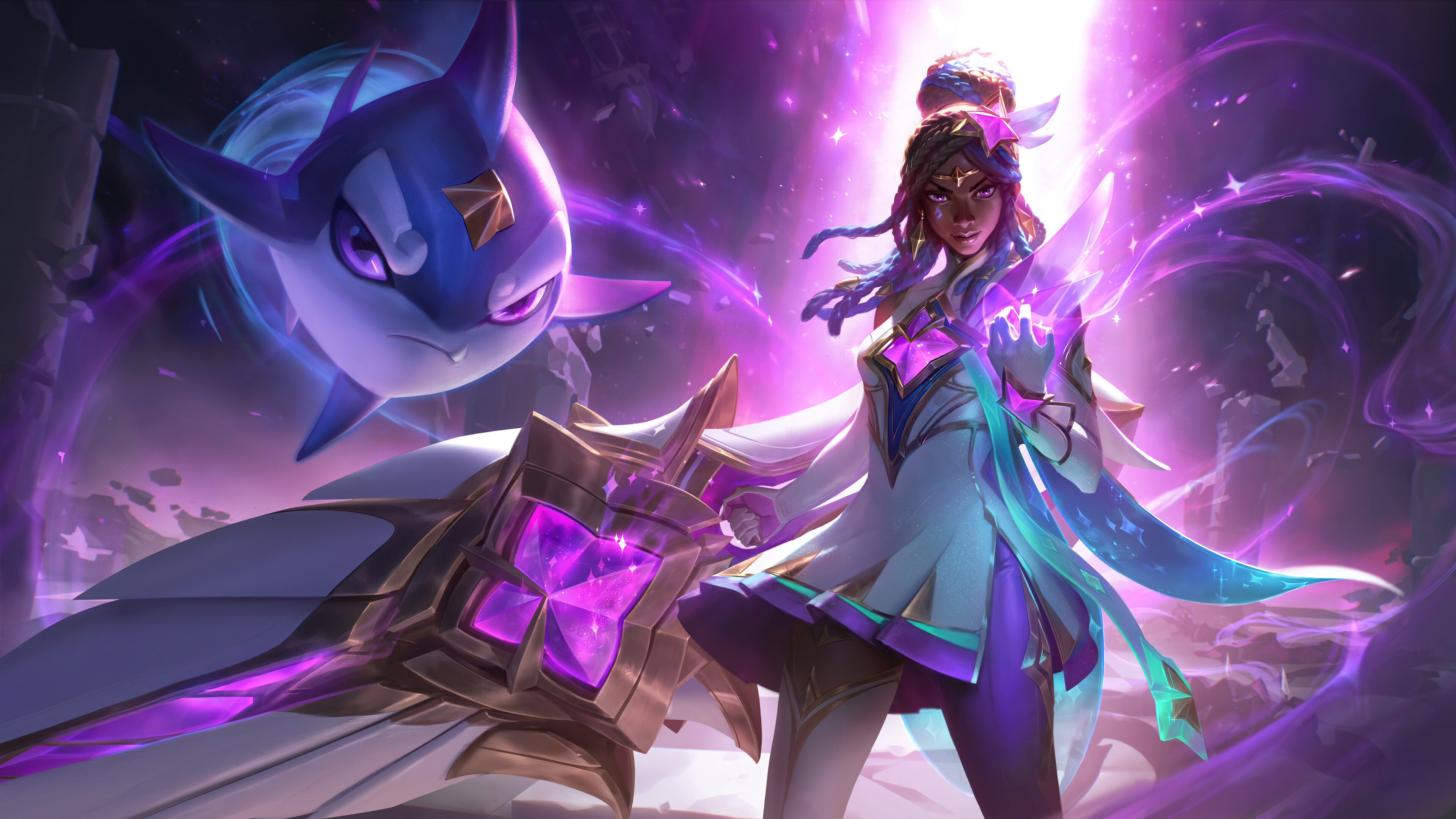 A beautiful 4K desktop wallpaper featuring the Star Guardian Senna Skin in League of Legends Wild Rift.