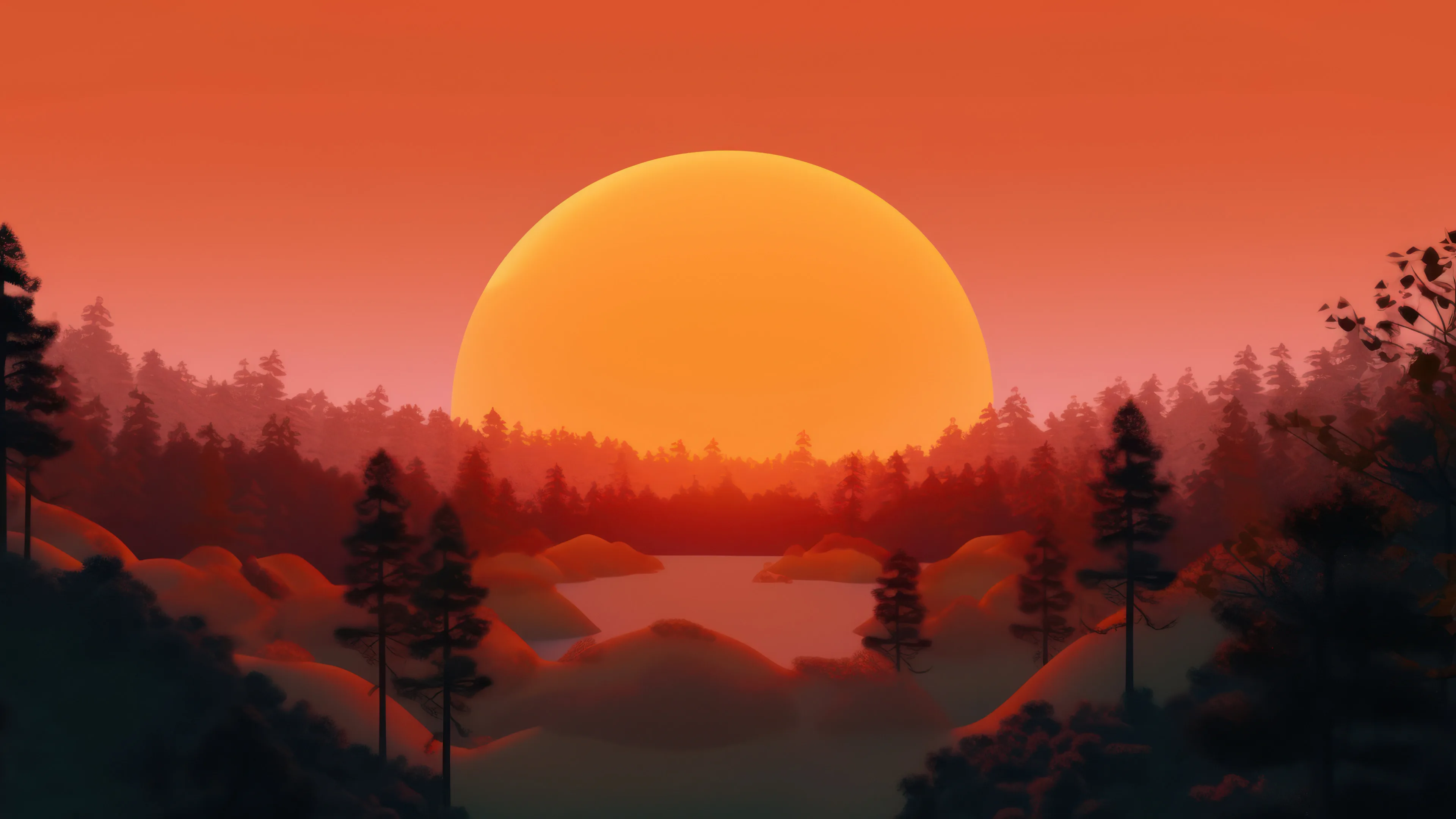 forest at sunset