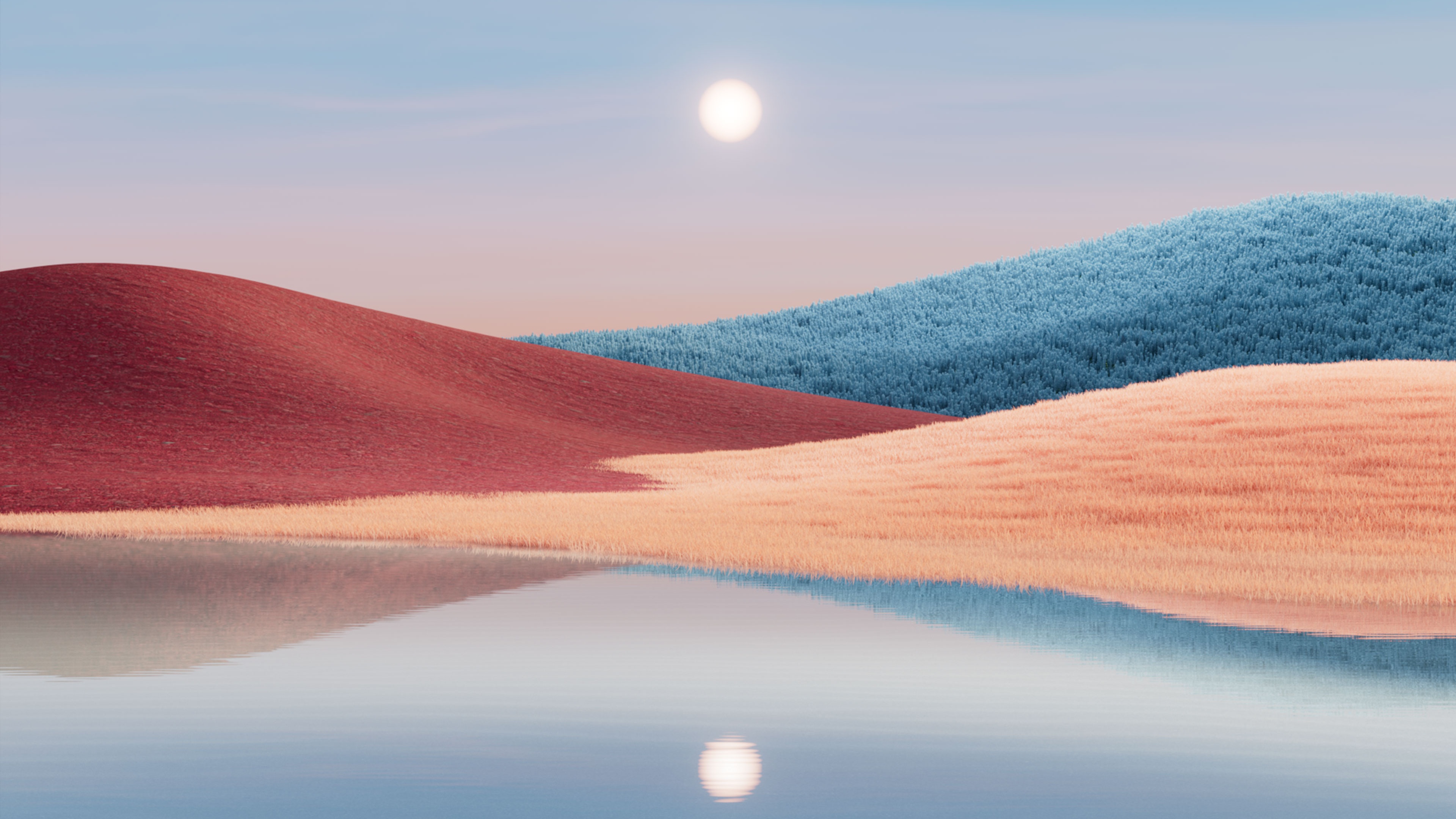 Experience the stunning beauty of a sunset scenery on your desktop with this 4K Windows 11 wallpaper. This breathtaking landscape wallpaper features a colorful sunset with natural scenery, perfect for adding a touch of serenity and beauty to your computer desktop.