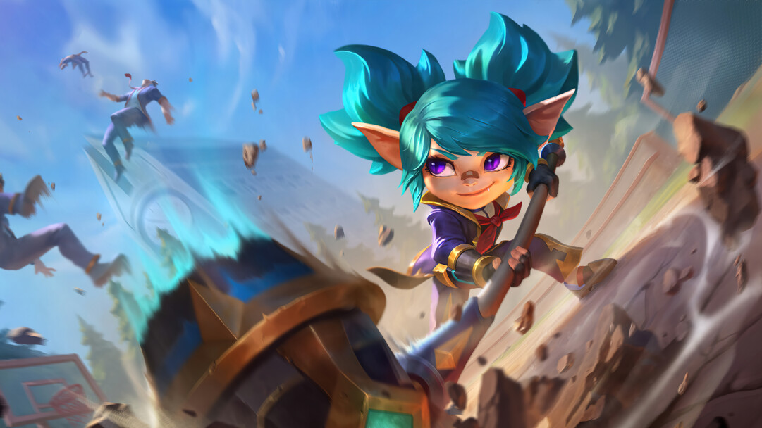 A stunning 4K wallpaper featuring Battle Academia Poppy at Level 2 from Legends of Runeterra. Poppy, a determined champion, is showcased with her iconic skin in the Battle Academia theme, ready for action in the world of Runeterra.