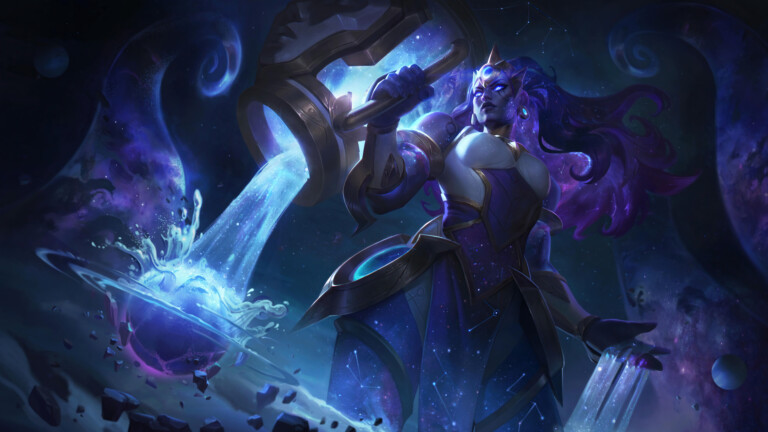 A stunning 4K desktop wallpaper featuring the Cosmic Invoker Illaoi skin from League of Legends.