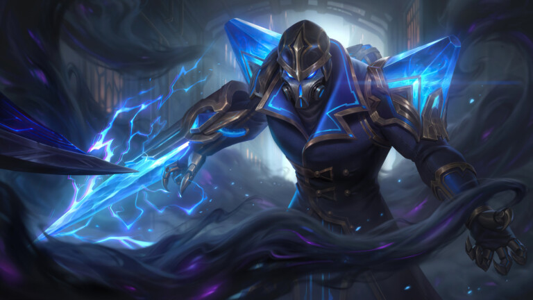 A captivating 4K wallpaper featuring the Hextech Kassadin skin from League of Legends. Kassadin, the Voidwalker, is depicted in his magnificent Hextech attire, emanating arcane energy and surrounded by a futuristic backdrop.