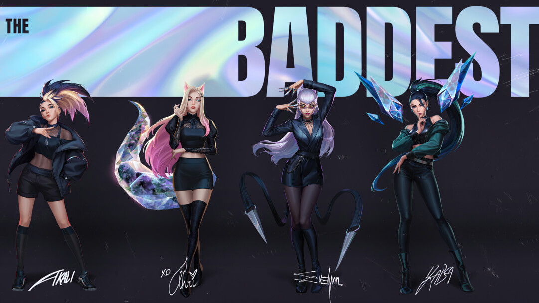 A stunning 4K wallpaper featuring KDA The Baddest Skins from League of Legends.