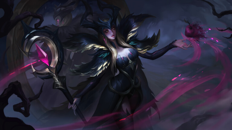 A mesmerizing 4K wallpaper featuring the LeBlanc Coven skin in League of Legends.
