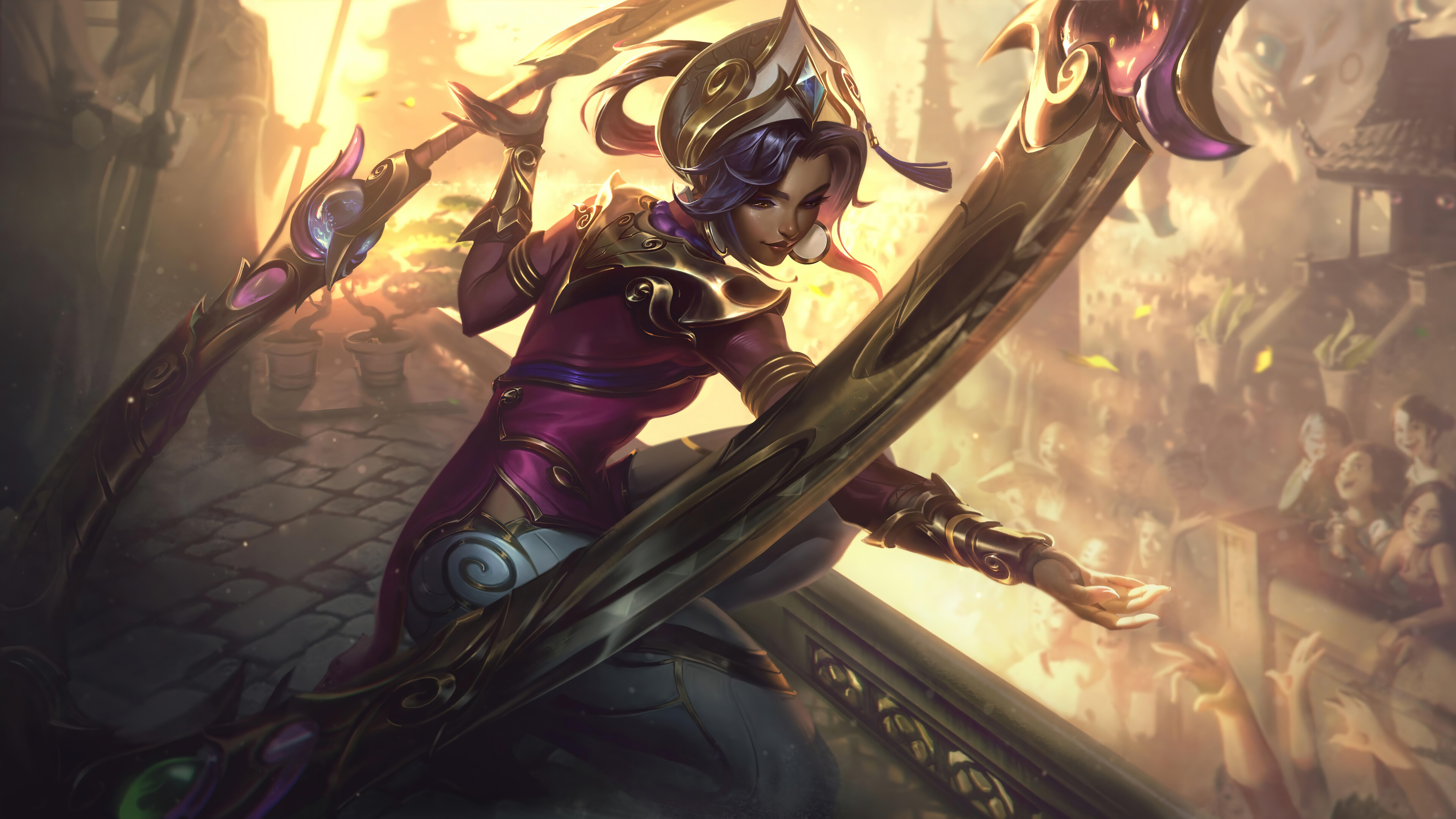 A stunning 4K desktop wallpaper featuring Lunar Empress Qiyana Skin from League of Legends.