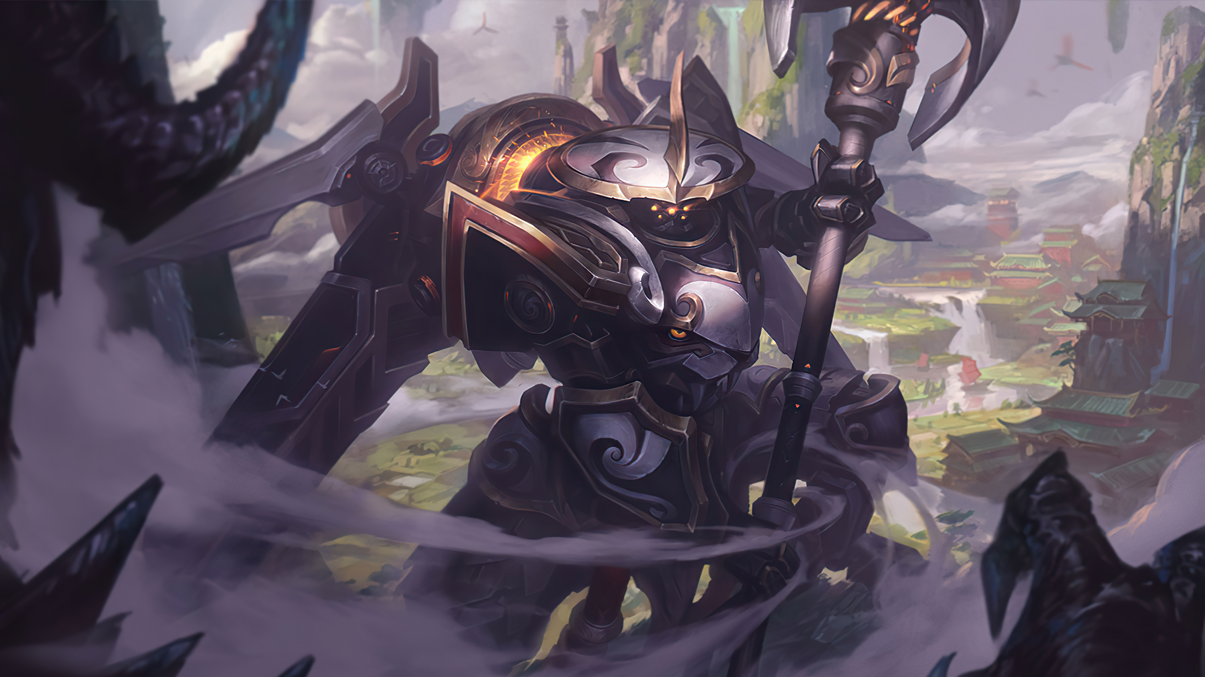 A stunning 4K desktop wallpaper featuring the Mecha Kingdoms Jax skin from League of Legends.