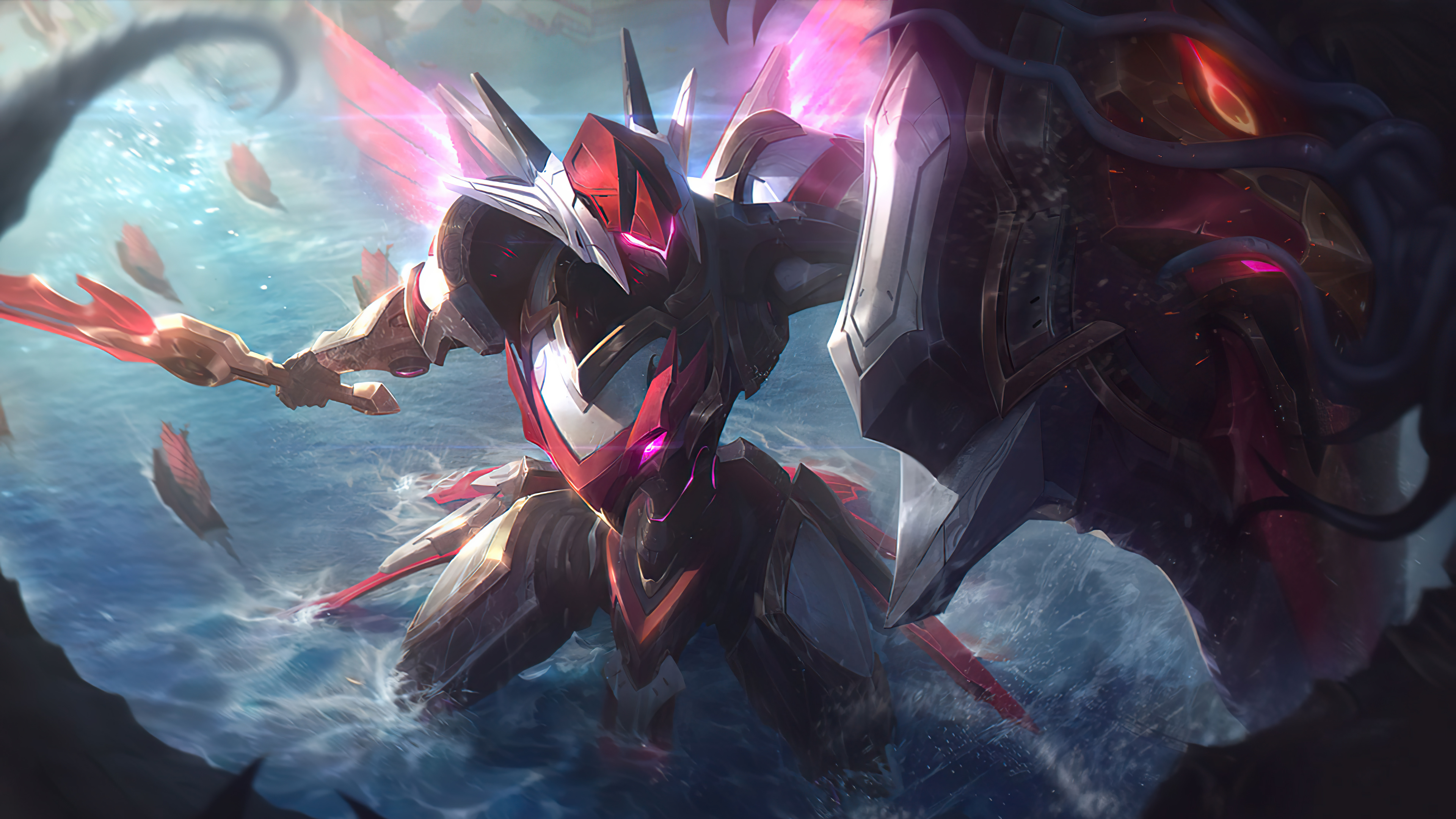 A stunning 4K wallpaper featuring the Mecha Kingdoms Leona Skin from League of Legends.