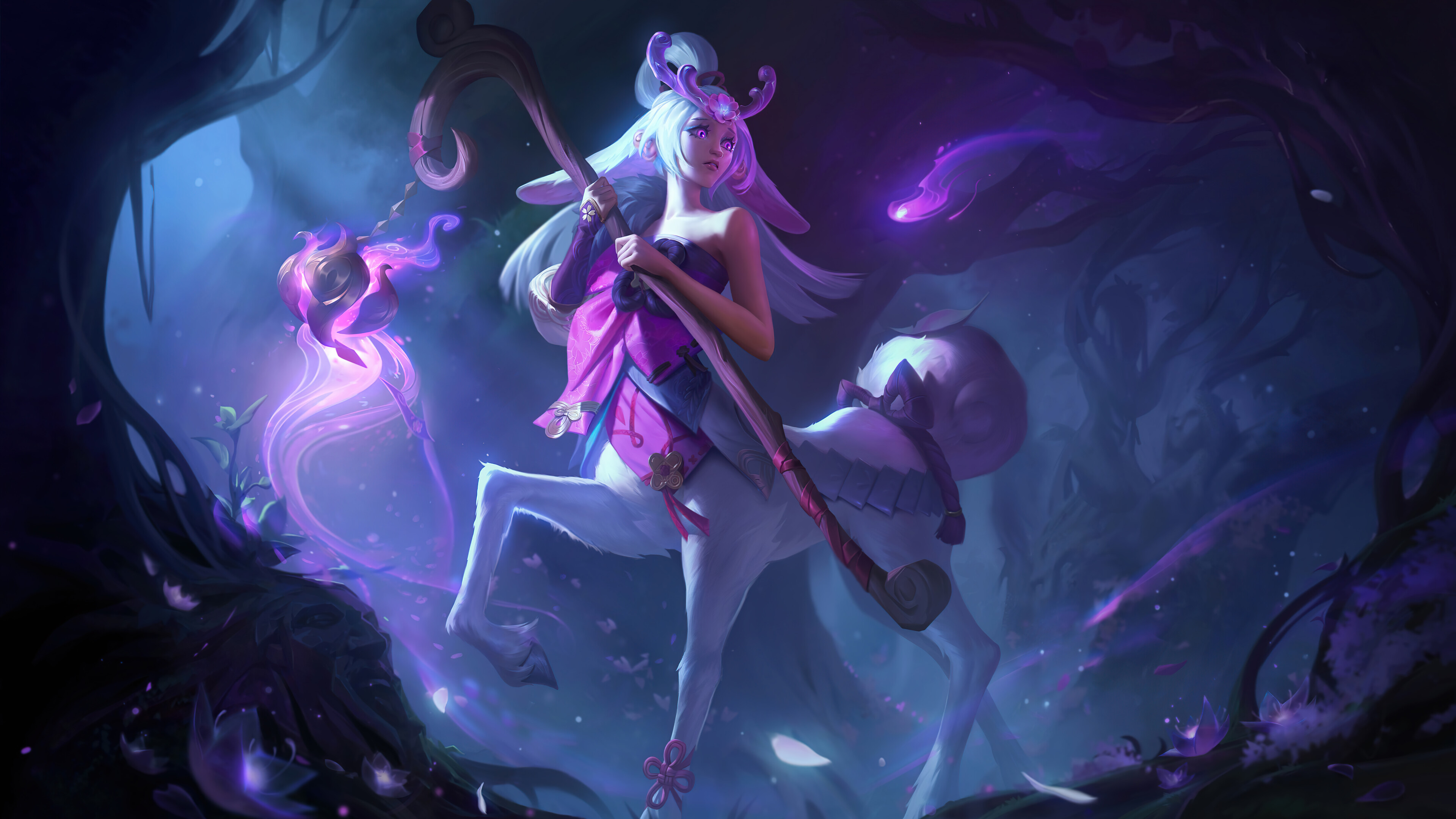 A stunning 4K desktop wallpaper featuring the Spirit Blossom Lillia skin in League of Legends.