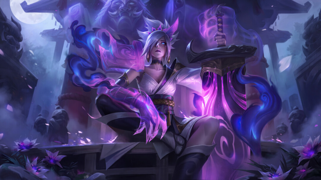 A beautiful 4K wallpaper featuring Spirit Blossom Riven skin from League of Legends.