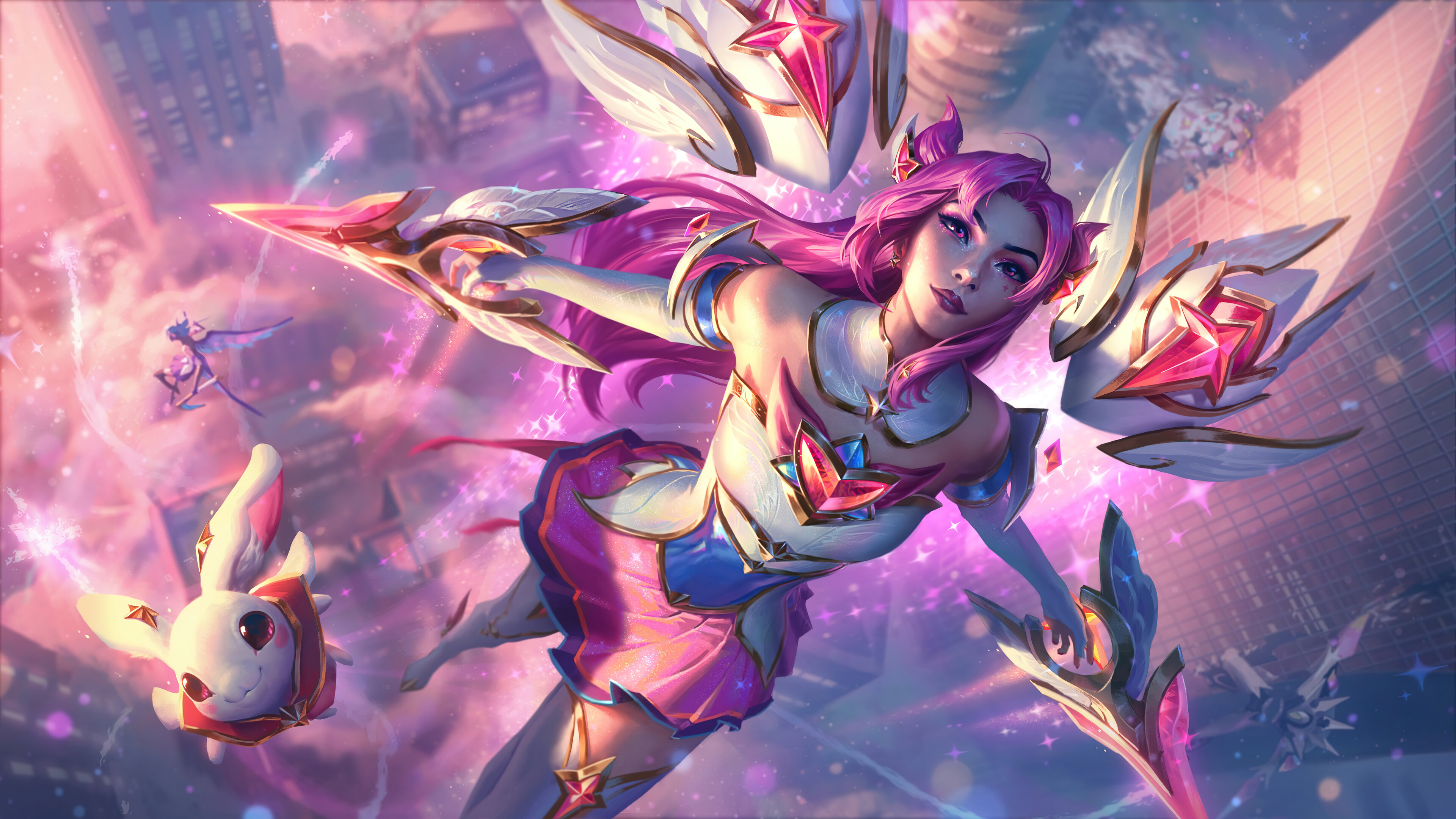 A mesmerizing 4K desktop wallpaper featuring the Star Guardian Kaisa skin from League of Legends.