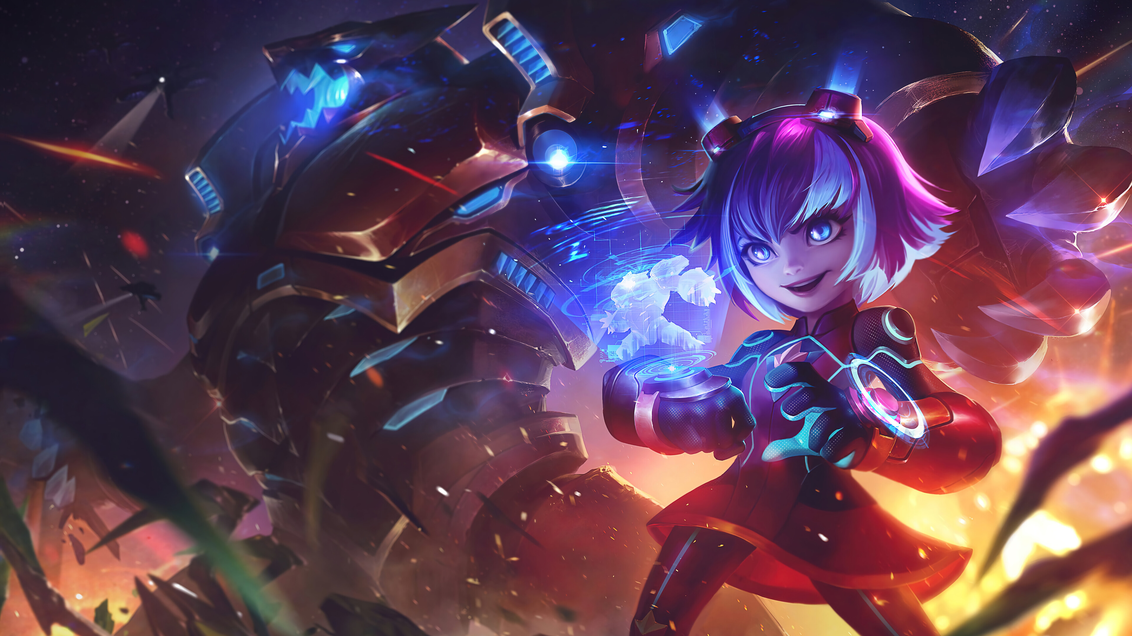 A stunning 4K desktop wallpaper featuring Annie's Super Galaxy skin in League of Legends Wild Rift.