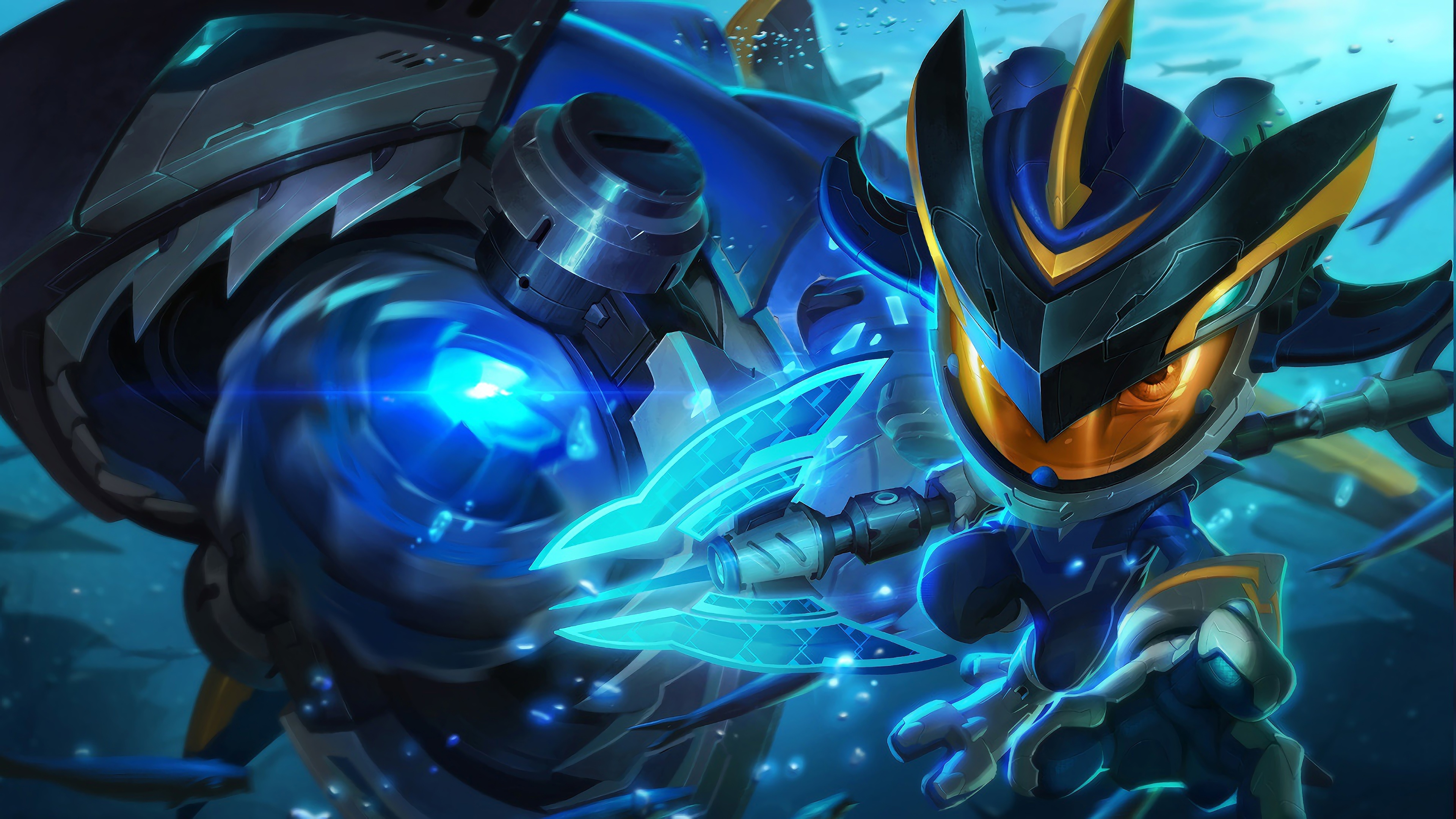 A vibrant 4K desktop wallpaper featuring the Super Galaxy Fizz skin from League of Legends.