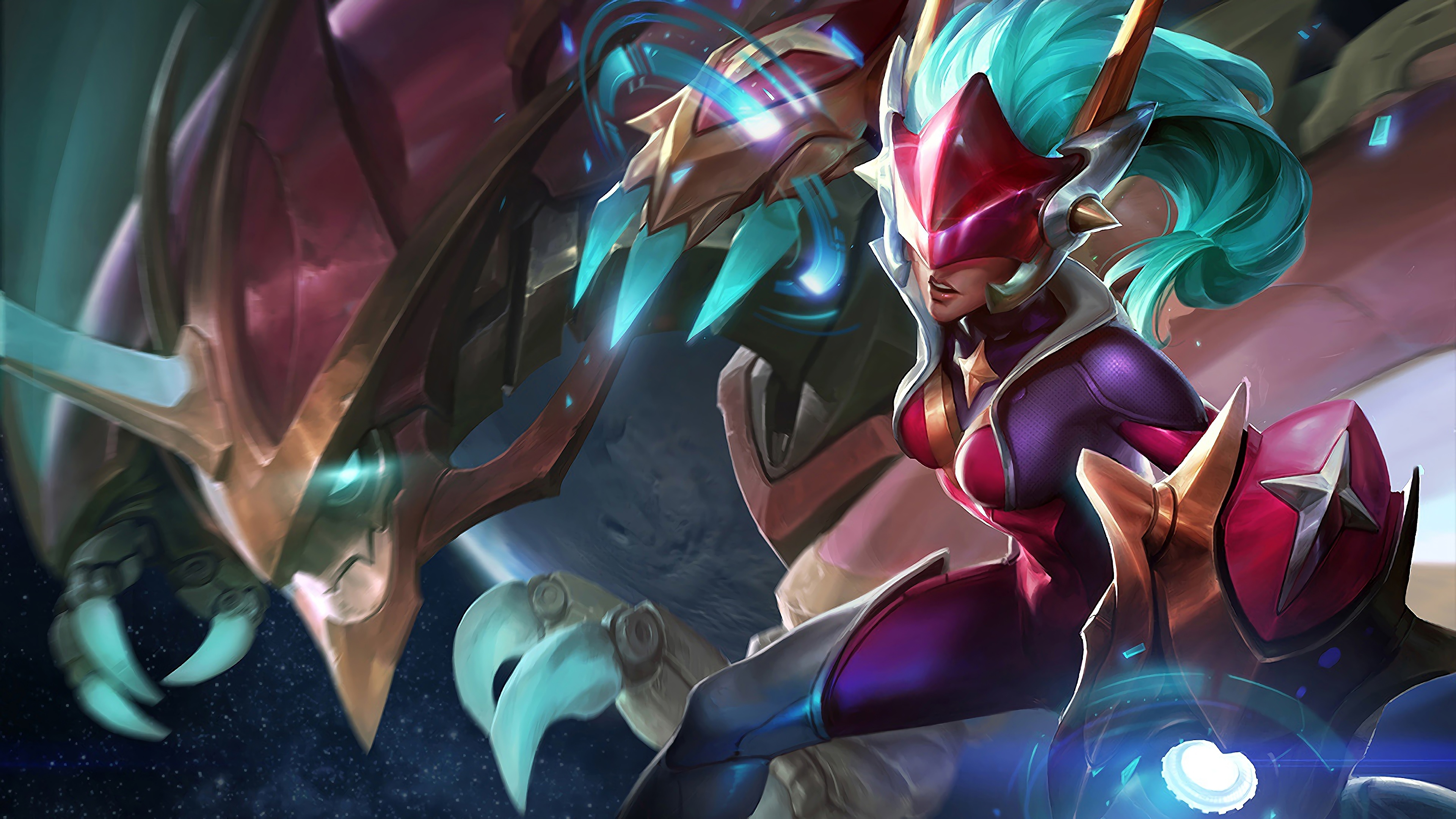 Enjoy this stunning 4K desktop wallpaper of Super Galaxy Shyvana skin from League of Legends.