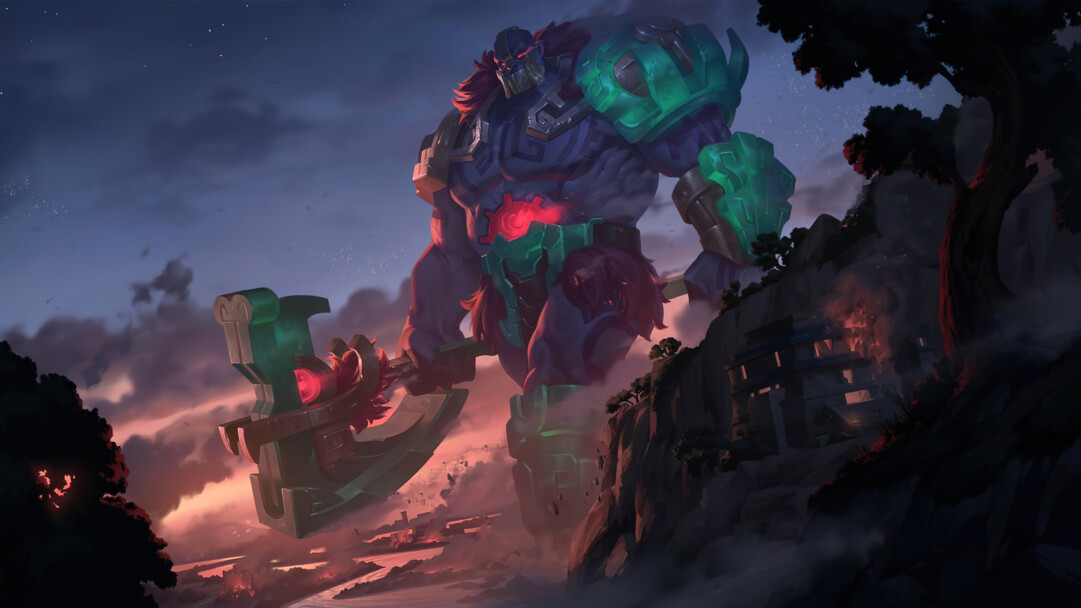 A stunning 4K desktop wallpaper featuring the Worldbreaker Sion skin from Legends of Runeterra.