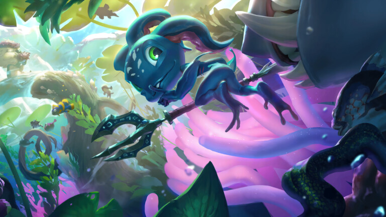 A stunning 4k wallpaper featuring Bilgewater Fizz, the popular fish champion from Legends of Runeterra. Immerse yourself in this underwater-themed artwork showcasing the dynamic and colorful gaming character.