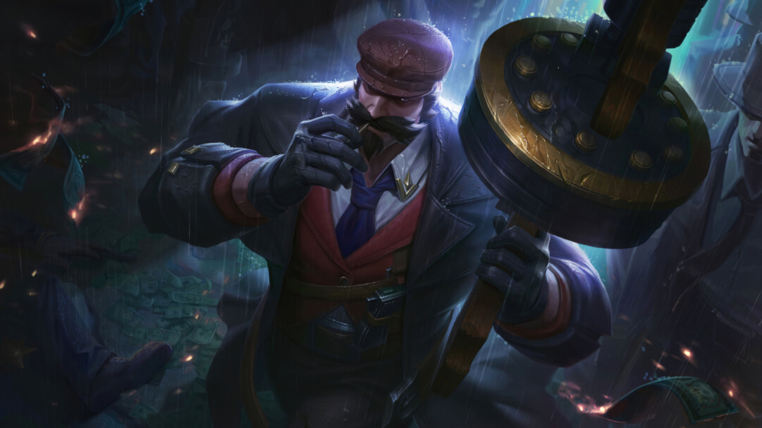 A high-resolution 4K wallpaper showcasing the Crime City Graves skin from the popular game League of Legends. Graves, the notorious outlaw, is depicted in the urban landscape of Crime City, exuding a sense of danger and intrigue.