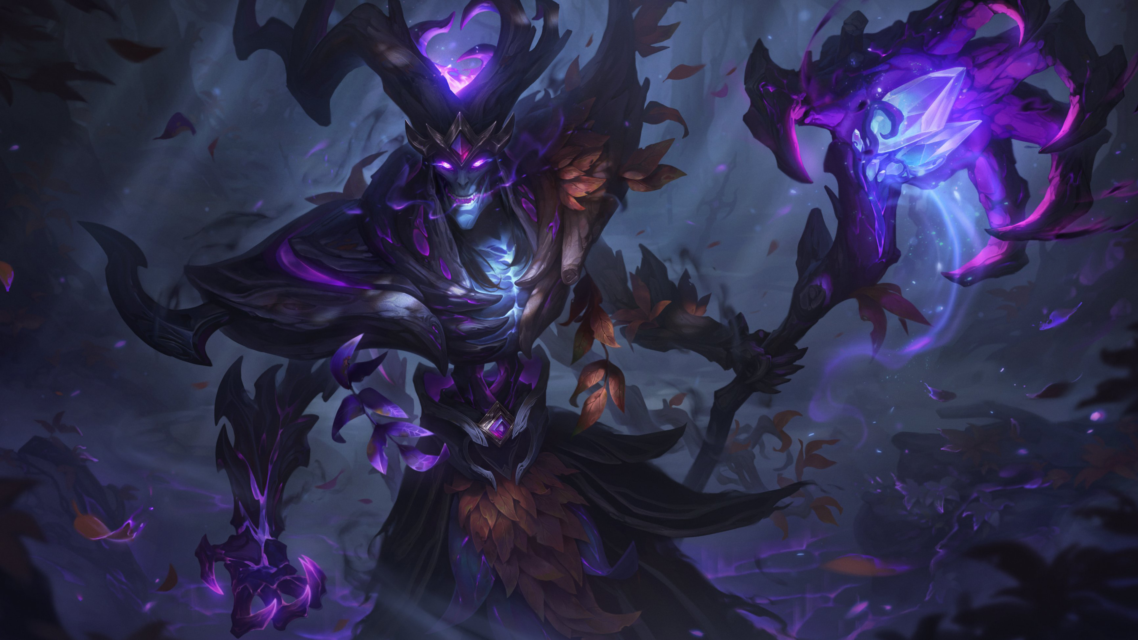 A captivating 4K wallpaper featuring the mesmerizing Elderwood Karthus skin from the popular game League of Legends.