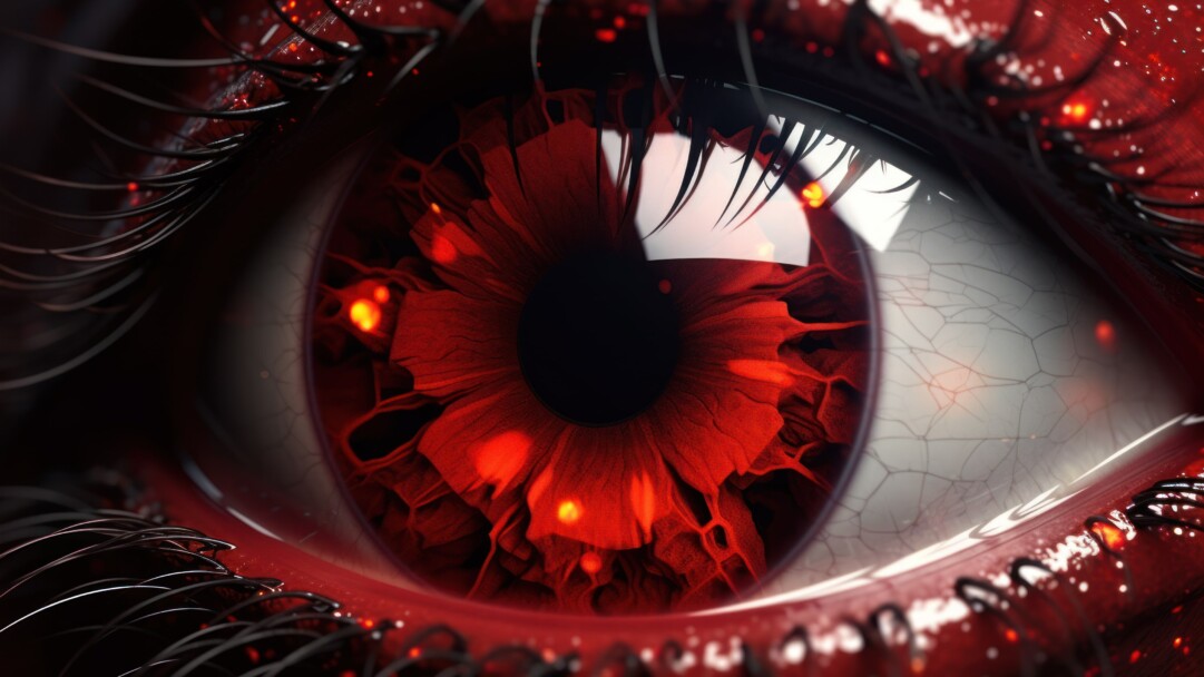 A captivating 4K wallpaper crafted by AI, featuring a mysterious red eye that draws you in with its enigmatic allure, making it the perfect addition to your desktop background.