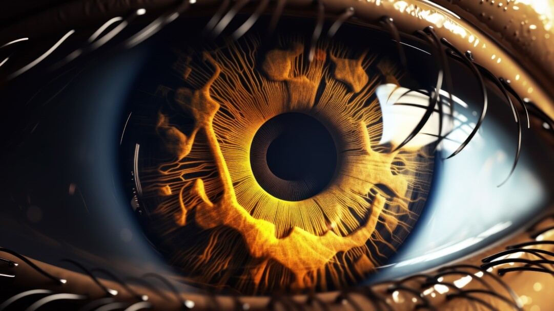 A captivating 4K wallpaper created by AI, featuring a mysterious yellow eye that exudes an enigmatic gaze, surrounded by abstract art and vibrant colors, perfect for adding intrigue to your desktop background.