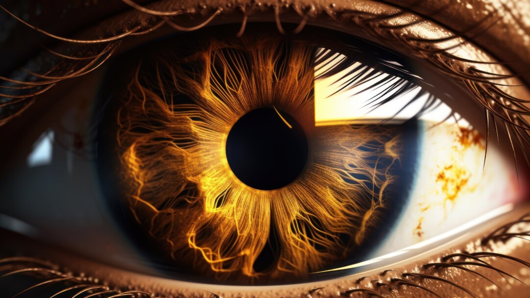 A captivating 4K wallpaper created by AI, featuring a mysterious yellow eye that exudes an enigmatic gaze, surrounded by abstract art and vibrant colors, perfect for adding intrigue to your desktop background.