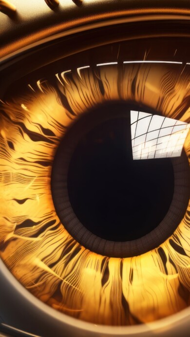 A captivating 4K wallpaper created by AI, featuring a mysterious yellow eye that exudes an enigmatic gaze, surrounded by abstract art and vibrant colors, perfect for adding intrigue to your desktop background.