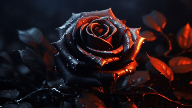 Admire the dramatic beauty of a dark rose in exquisite 4K resolution. This stunning wallpaper showcases the deep crimson petals of a rose in full bloom, evoking a sense of elegance and romantic charm. Ideal for those who appreciate the allure of botanical aesthetics as a captivating desktop background.