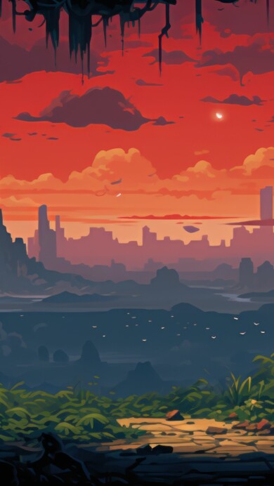 Immerse yourself in the nostalgic charm of AI-generated evening pixel art in mesmerizing 4K resolution. This unique wallpaper captures a tranquil sunset in a retro-style, evoking a sense of nostalgia and atmospheric beauty through digital artistry. Perfect for those who appreciate the allure of pixelated landscapes as a captivating and scenic desktop background.