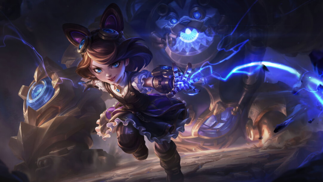 A mesmerizing 4K wallpaper featuring the captivating Hextech Annie skin from League of Legends, showcasing Annie, the Dark Child, in her enchanting hextech attire.