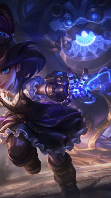 A mesmerizing 4K wallpaper featuring the captivating Hextech Annie skin from League of Legends, showcasing Annie, the Dark Child, in her enchanting hextech attire.