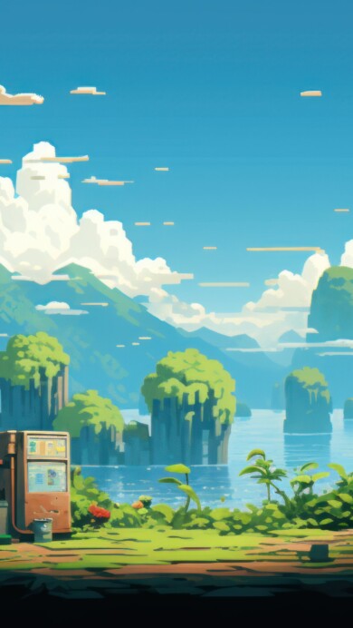 Immerse yourself in the nostalgic charm of AI-generated nature pixel art in mesmerizing 4K resolution. This unique wallpaper captures the beauty of a natural landscape with a retro-style twist, evoking nostalgia and sparking imaginative wonder through pixelated artistry. Perfect for those who appreciate the allure of pixelated nature as a captivating and scenic desktop background.