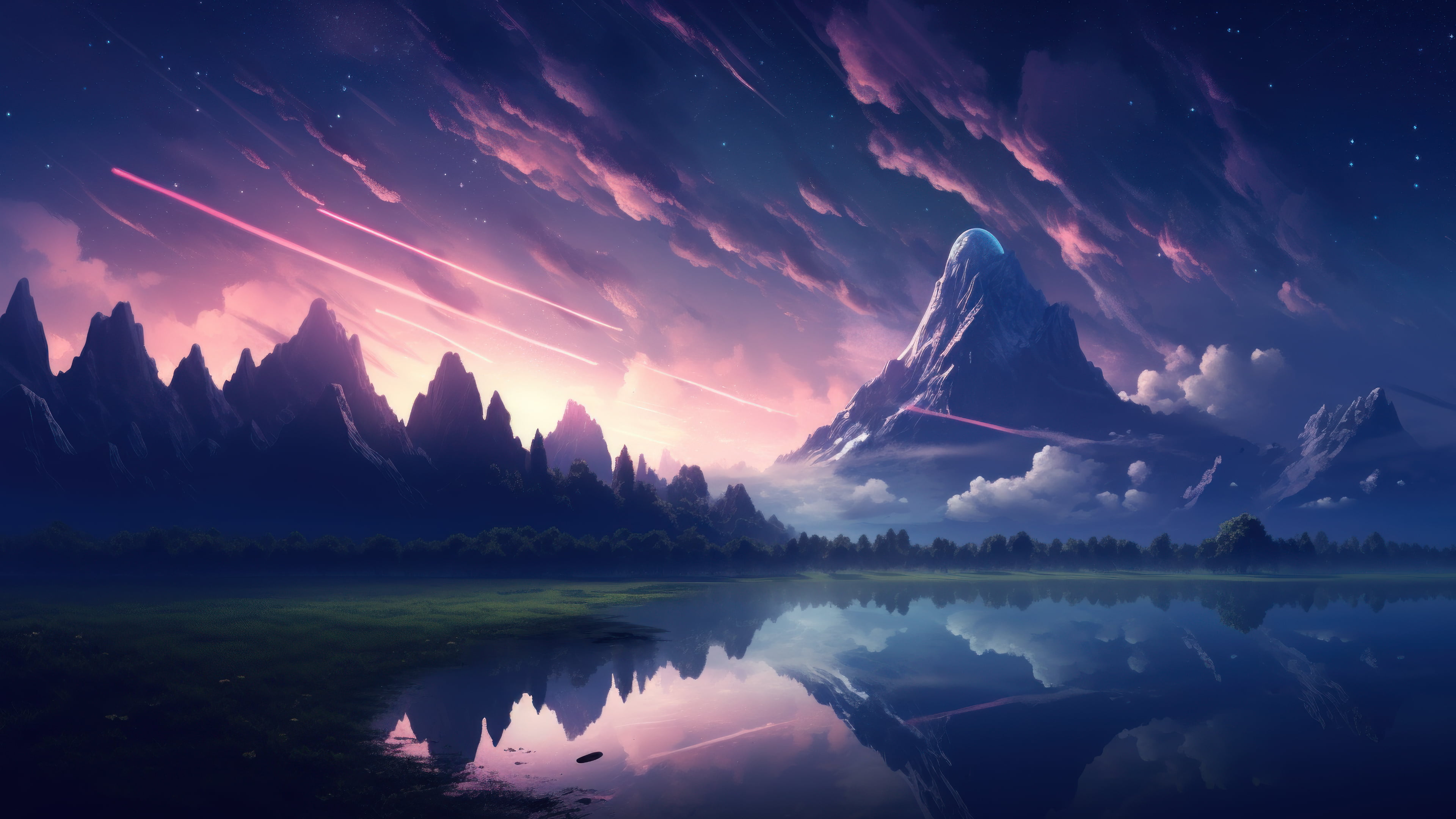 HD desktop wallpaper: Anime, Sky, Stars, Night, Mountain, Cloud, Comet,  Original download free picture #864759