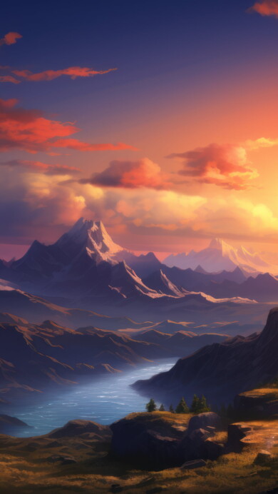 Experience the serene beauty of a 4K sunset wallpaper, capturing the breathtaking colors of the evening sky as the day transitions into twilight, set against a majestic mountain backdrop. Ideal for those who appreciate the beauty of nature and a calming scenic view as a desktop background.