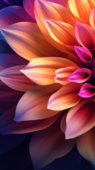 A mesmerizing 4K wallpaper capturing the intricate details of a colorful bloom, created using AI technology. This high-definition digital art piece brings out the vibrant beauty of nature and is ideal for your wallpaper or background.