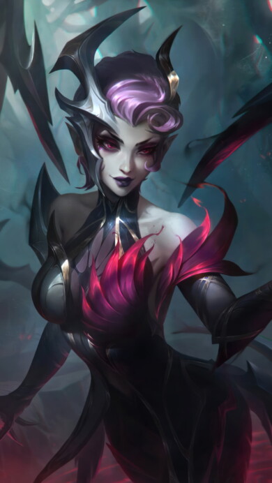 A spellbinding 4K wallpaper showcasing the alluring Coven Elise skin, featuring Elise, the Spider Queen, immersed in dark mysticism within the mystical world of League of Legends.