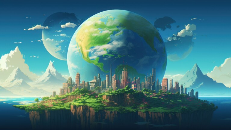 Immerse yourself in a surreal and imaginative floating city within an AI-generated pixel world, all brought to life in enchanting 4K resolution. This unique wallpaper captures the whimsy of a retro-style, pixelated landscape, creating a dreamy and surreal atmosphere ideal for those seeking a captivating and creative desktop background.