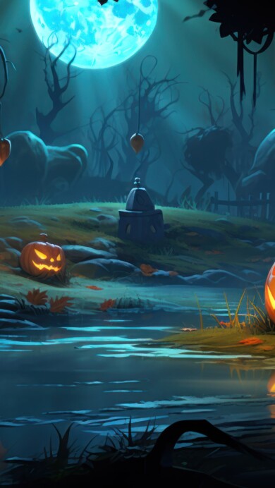 Immerse yourself in the enchanting Halloween atmosphere with this 4K wallpaper, showcasing an AI-generated pumpkin forest. It's the ideal choice for your high-resolution desktop background during the eerie holiday season.