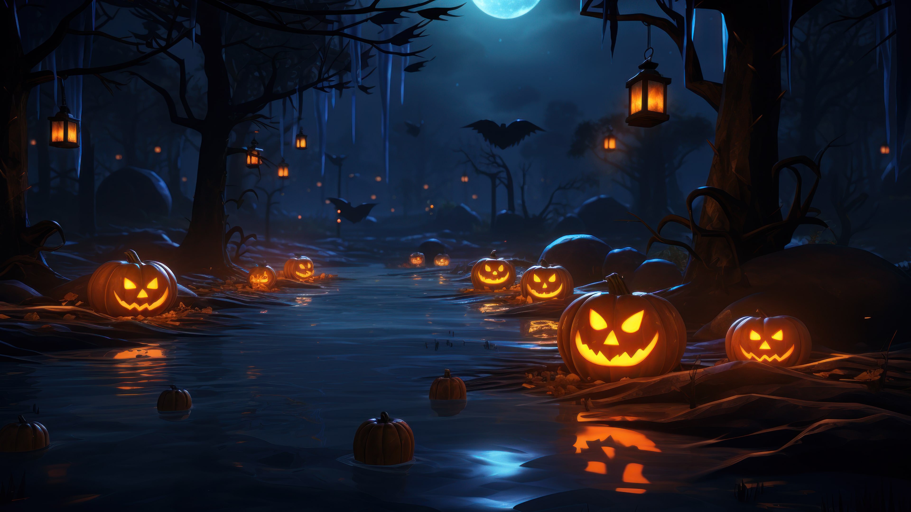 October Wallpaper 4K, Halloween background